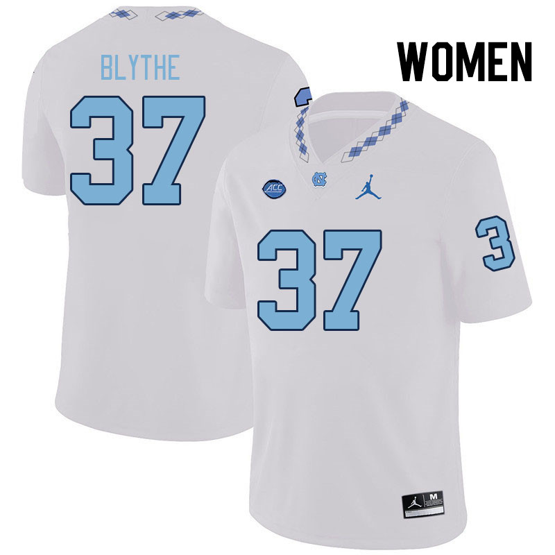 Women #37 Jack Blythe North Carolina Tar Heels College Football Jerseys Stitched Sale-White